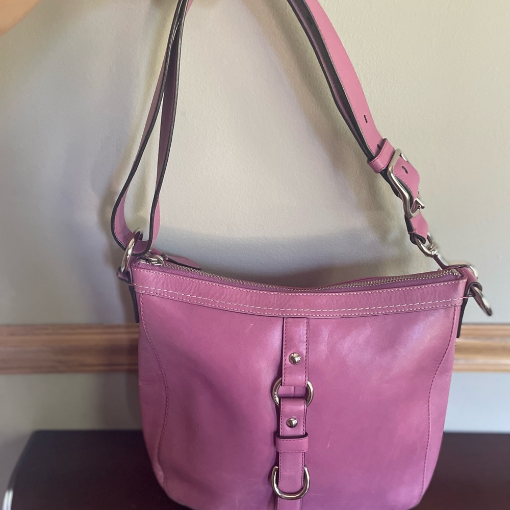 Coach Chelsea Light Mauve/Pink Crescent Shoulder Bag with Silver Accents